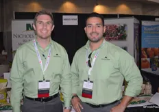 Nick Rush and Rudy Placencia with Nichol's Farms. The company specializes in pistachio nuts.