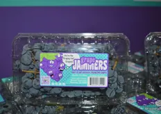Launched at the show, grape jammers. The grape jammers are a cross between a Thompson seedless grape and a Concord grape.