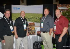 Different kinds of potatoes on display in the booth of RPE Spud. From left to right David Hagar, Mike Shamberg, Dave Phillips and Kevin Wright.