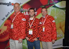 Chris Warosh, Paul Maglio and Paul Schulz with Maglio Produce. Easy to tell that tomatoes are the company's most important product.