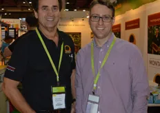 Ray Montague with Chris Schreurs from Schreurs and Sons at the Montague Fresh stand.