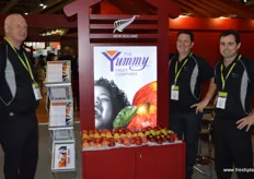 John Crocker, Paul Paynter and Simon Renall at Yummy Fruit. The company has many new IP varieties which they are promoting to a growing Asian market.