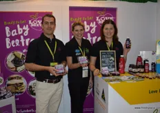 Love Beets - a range of beetroot products, from vacuum packed fresh beets to juices, this range is taking the Australian and world markets by storm. Sam Robinson, Helen Warren and Sarah Huntley were on hand at the stand.