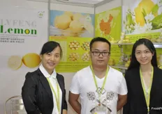 Lvfeng Group Co., Ltd.'s team with Xu Qing, Wurong Liao, the general manager, and Li Xiting. Lvfeng Lemon produces and exports lemons from Anyue in Sichuan province. Anyue is the centre of Chinese lemon production.