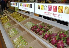 Display with exotic products that are currently being imported by Goodfarmer.