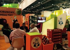 Mathieu foessart and Xavier bureau marketing manager pomanjou international , and Honey crunch Apple