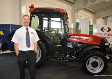 David Bush from Ernest Doe with the Case iH Quantum 95F, the tractor are designed for different purposes within fruit growing, this can be different widths for the different fruit. The F in the name is fruit and other types of tractors have a V in the name for vineyard.