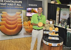 Josh Garett from Clifton Seed worked closely with Sakata fort he Infinite melon. It has a long shelflife (3-4 weeks) and higher brix level (12-16) compared to other cantaloupe melons.