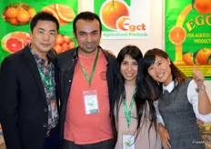 Liu Jing Le of Jintaihua together with Ayman Mohamed Eldosouky, the Vice President of Egypt's EGCT, Randa Mohamed, Ayman's sister, and Kelly Yao. EGCT exports citrus to China
