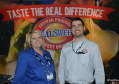 Erin Waters and Adam Brady with Shuman Produce representing the Real Sweet sweet onion brand.