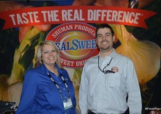 Erin Waters and Adam Brady with Shuman Produce representing the Real Sweet sweet onion brand.