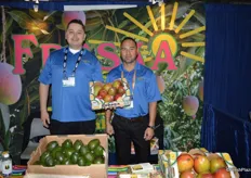 Jose Rodriguez and Hector Soltero with Freska Produce International proudly showing mangos.