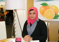 Ms. Al Banna of Egyptian Export Center HB, known for their oranges, lemons and dates.