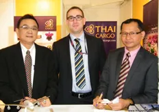 The Thai Cargo men: Pittaya Pichet, Sebastian Fredenhagen (Cargo Sales Rep.) and Suphawadee Kantasewi (Manager, Promotion Division); THAI Cargo Cold Storage Service is inclusive of pre-cooling, cool chain integrity, thermal lined ULD and temperature monitoring.