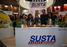 SUSTA-Southern United States Trade Association, had a chef present to highlight all of the products coming out of the region. From left to right, Michelle Wang from the N.Carolina Ag Dept., Debra Cox May from the Florida Ag Dept., Karin Defossez from Phaff export marketing, Chef Kurt Fleischfresser and Vanessa Febres Vadi from FIDA.