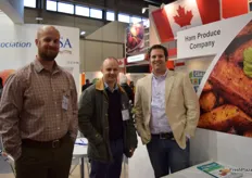 JD Wynborny from Ham Produce, Nick Mason from Tyrells Crisps Ltd., and Josh Wright from Ham Produce. The company specialises in a variety of sweet potatoes.