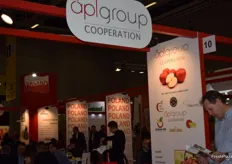 The stand for APL Group, a conglomerate of one wholesaler and six fruit production cooperatives, working together to export Polish apples to the whole of Europe.