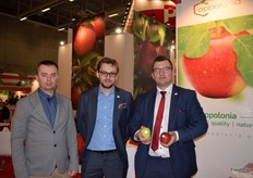 Jakub Krawcyk, Pawel Puncewicz and Przemyslaw Bladek from Appolonia at their stand in the Polish Pavilion.