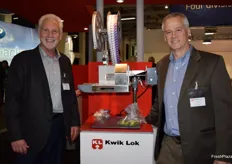 Tom Sheffield (VP of Sales)and Bruce Cox (Regional Sales Manager) from Kwik Lok, demonstrate the 865 bag closing machine.