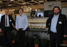 BBC Technologies with the Curo 16, a filling machine which can do 220 trays per minute with a 3g accuracy. Fred Douven, Aaron Haworth and Murat Durgun.