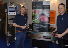 Packaging Automation with the high speed Revolution. This machine is the fastest sealing machine at 200 packs per minute and very energy efficient. Greg Simpson and John Dumbell were on hand advise visitors to the stand.