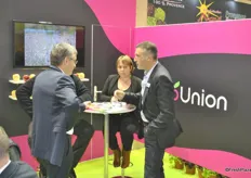 The booth of Alp'Union a French apple grower and exporter