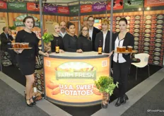 The team of Farm Fresh Produce promoting the year round North Carolina sweet potatoes and serving sweet potato beer