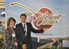 Teresa Baggarley and the Brazilian rep Francesco Sicherle from Northwest Cherry Growers