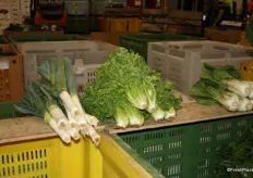 Leeks and leafy greens were on display from many growers.