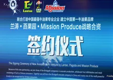 Announcement of the JV between Mission Produce with Lantao and Pagoda to introduce ready-to-eat avocadoes in China