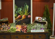 Different fruit, vegetable and herb varieties on display in the Evergreen booth.