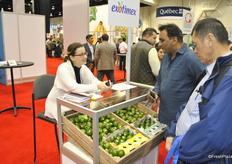 Tamila Dib Ammour from Exotimex talkng with customers