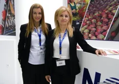 Erofili Nomikou (l) with Vice Chairman of Novatec Evangelia Panagopoulou; a specialized and innovative company for post harvest solutions, with almost 20 years of adeptness in research, design, manufacture, supply and maintenance of equipment and machinery for sorting, grading and packaging of fresh fruits and vegetables.