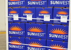 The pallets are automatically cornered and strapped.