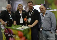 Heath McInerney, Joan MacDougal, Kirill Levitan and Carlo Trimbali at the Your Local Greengrocer stand.