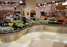 Overview of the fresh produce shelves.