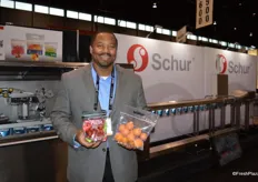 Tracy Gilmore with Schur Star Systems proudly showing examples of the company’s packaging