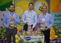 Nick Martino, Jeremy Shenk and Ken Mobley with Earth Source Trading proudly show their latest product: lemon-lime combo bags. It is a partner product with Sunkist.