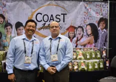 Beautiful specialty products on display at the booth of Coast Produce Company. Pictured are Mark Morimoto and Tony Moreno.