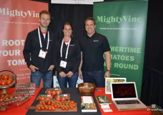 Danny Murphy, Regan Northrop and Gary Lazarski with Mightyvine. On display are the company’s first harvest of Robinio and Roterno tomatoes, targeting the Chicago market and its surroundings.