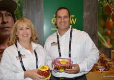 Sarah Duvall and Dave Orsborn with Naturesweet. Sarah shows Cherubs in a new larger packaging.