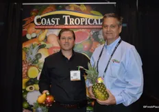 Steven Goldner and Roy Duleba showing a selection of Coast Tropical’s tropical fruit