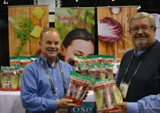 Edward O’Malley and Greg Gattis with Royal Rose, showing new packaging for Treviso and Mediterranean Hearts.