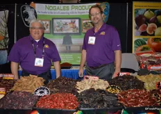 Manny De La Cruz and Tim Kacvinsky with Nogales Produce, showing specialty produce items