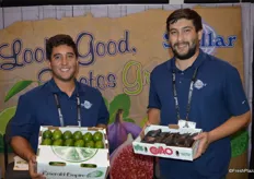 Michael Simmons and Nick Cappelluti with Stellar Distributing showing limes and figs.
