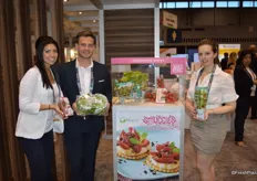Ashley Averno, Nick Williamson and Bianca Bennett. Ashley shows the award winning Smuccies. Bianca holds the company's new living basil product.