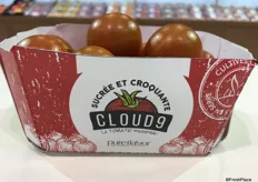 Cloud9 premium tomatoes from Pure Flavor. The packaging is made out of tomato plants.