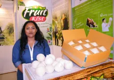 Apple Thippawan of F & V, Thailand; this Thai company is 30 years in business exporting Thai tropical fruits such young coconut.