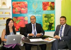 Export managers Ahmed and Khaled with Ms. Jasmine of Green Egypt (Egypt); the company is dedicated to provide high quality of fresh produce, with the geographical oriented cultivations.