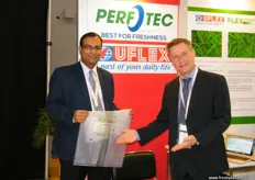 UFLEX (India) Vice President Siva Shankaran with Perfotec (the Netherlands) CEO Bas Groeneweg; the two companies have recently performed trials in India as well as Holland with leading growers and importers to determine the possible shelf life extension solution for papaya.